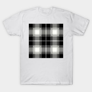 Blacl and White Buffalo Tartan Plaid Pattern T-Shirt